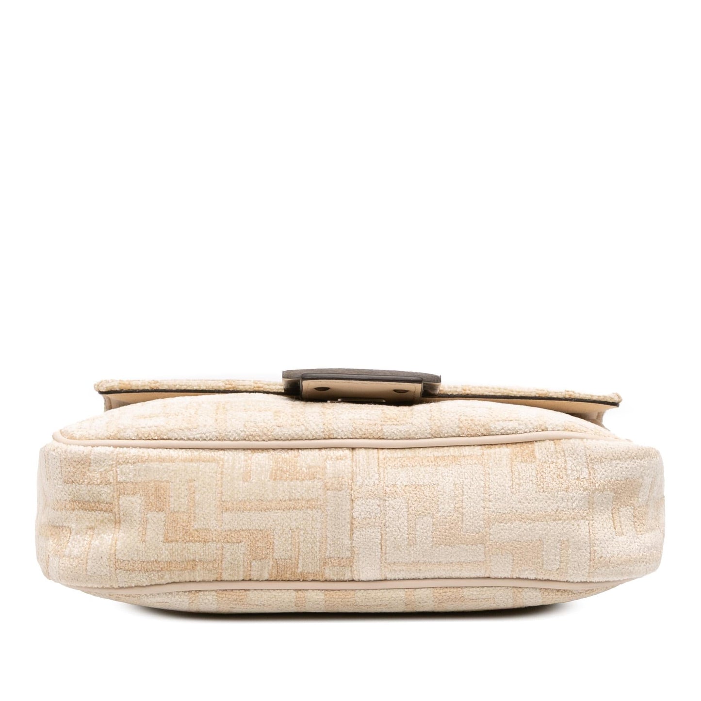 Fendi Ff Chenille And Midi Baguette Shoulder Bag Leather Chain