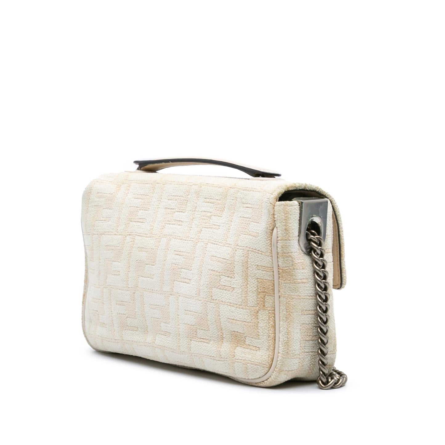Fendi Ff Chenille And Seta Midi Baguette Shoulder Bag Vitello Chain Chain Midi Baguette
