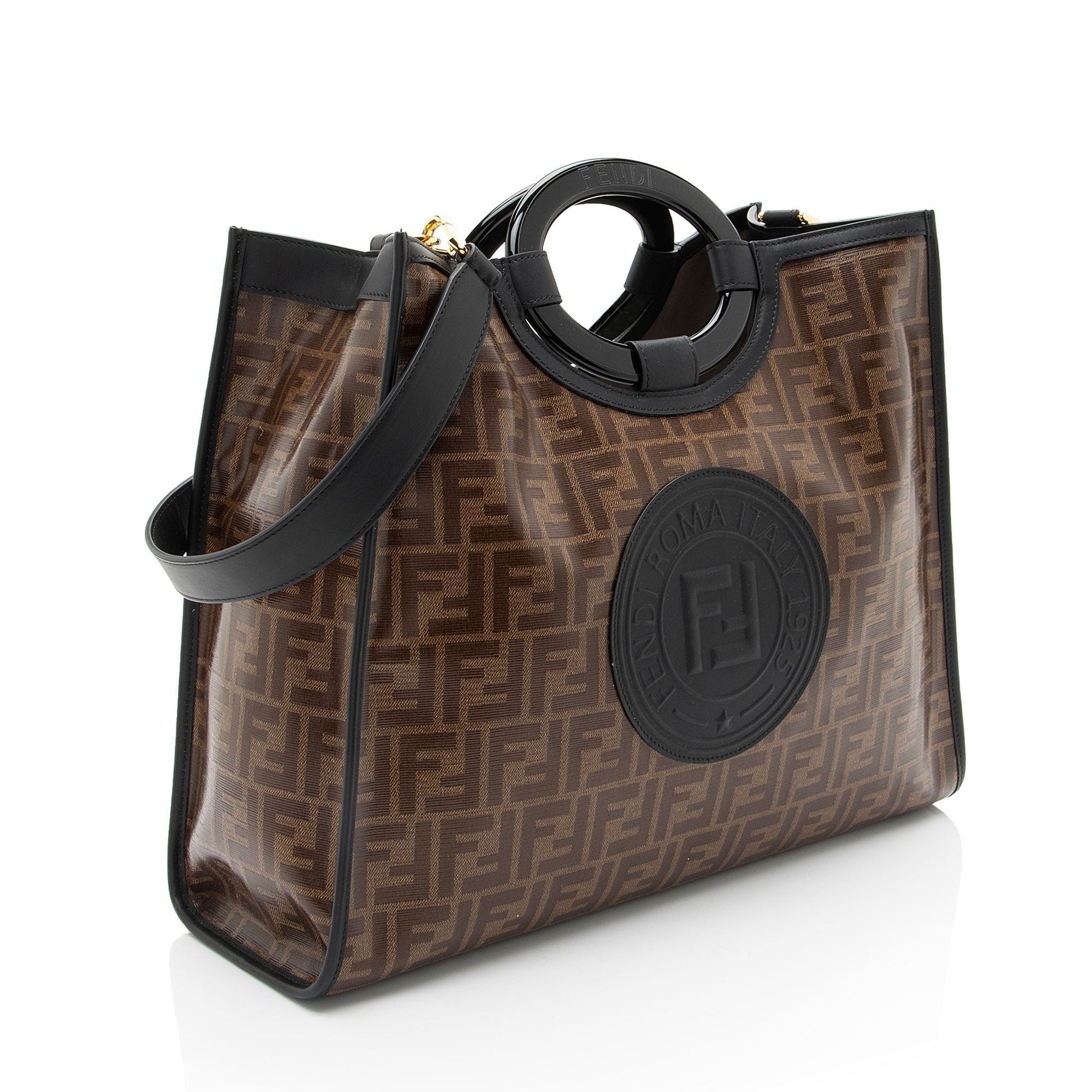 Fendi Ff Coated Runaway Shopper Tote Canvas Tote Bag
