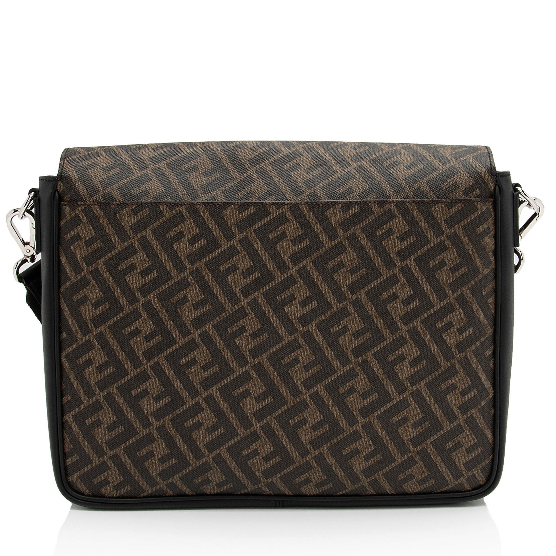 Fendi Ff Coated Diagonal Messenger Shf Tikzey Leather Canvas Shoulder Bag