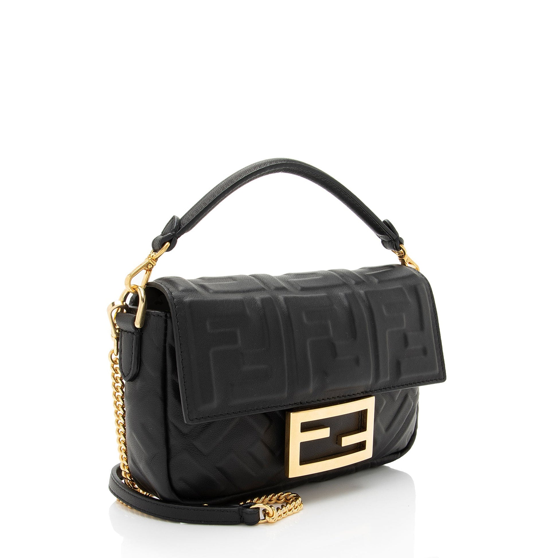 Fendi Ff Baguette Shoulder Bag Mini Embossed Baguette Shoulder Bag