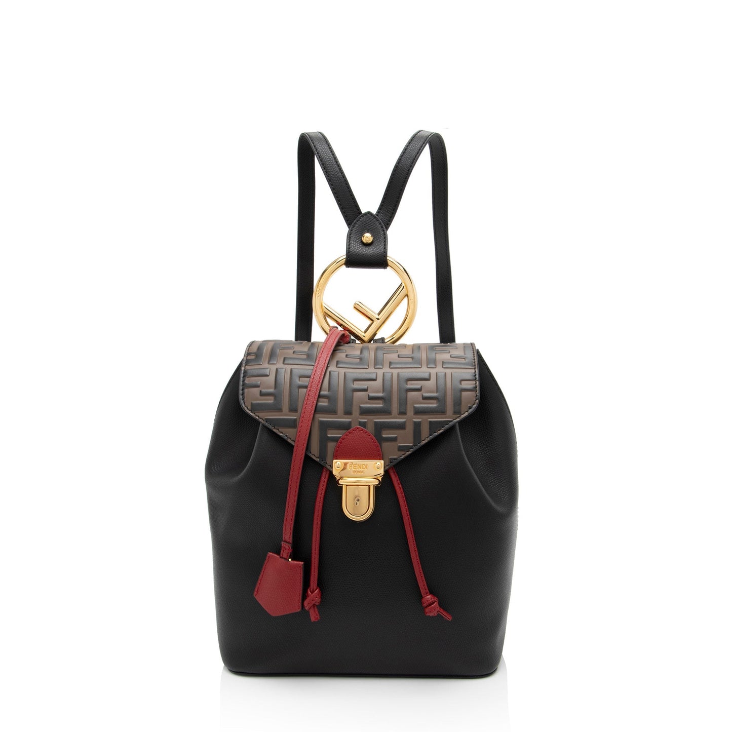 Fendi Ff Calfskin Cruise Bico Backpack Embossed Shoulder Bag