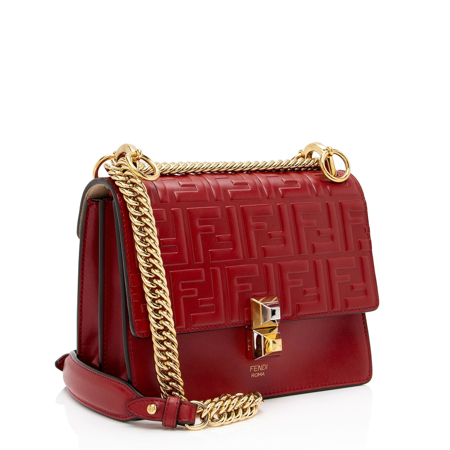 Fendi Ff Calfskin Kan Shoulder Bag Shf Flp0Jj Small Embossed