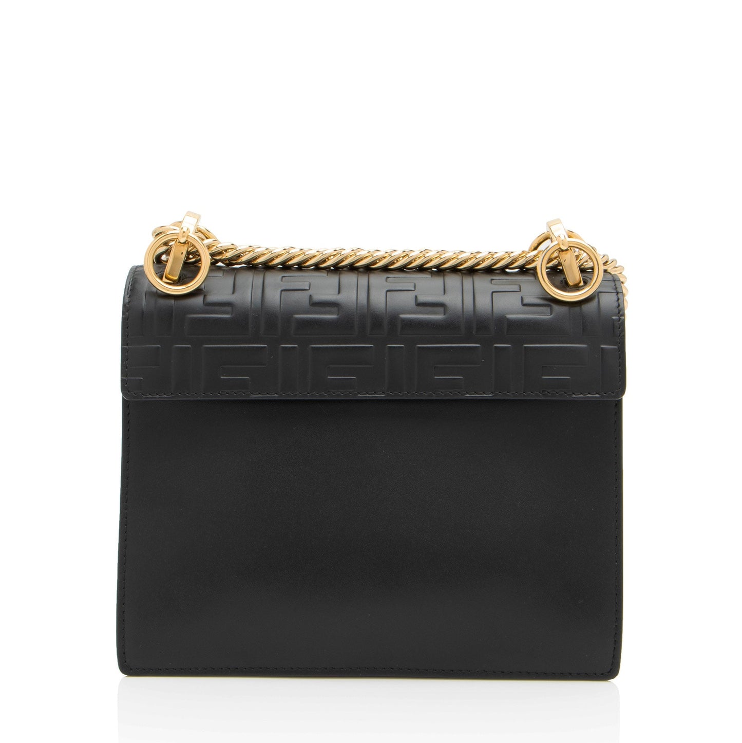 Fendi Ff Calfskin Kan Shoulder Bag Shf Small Embossed