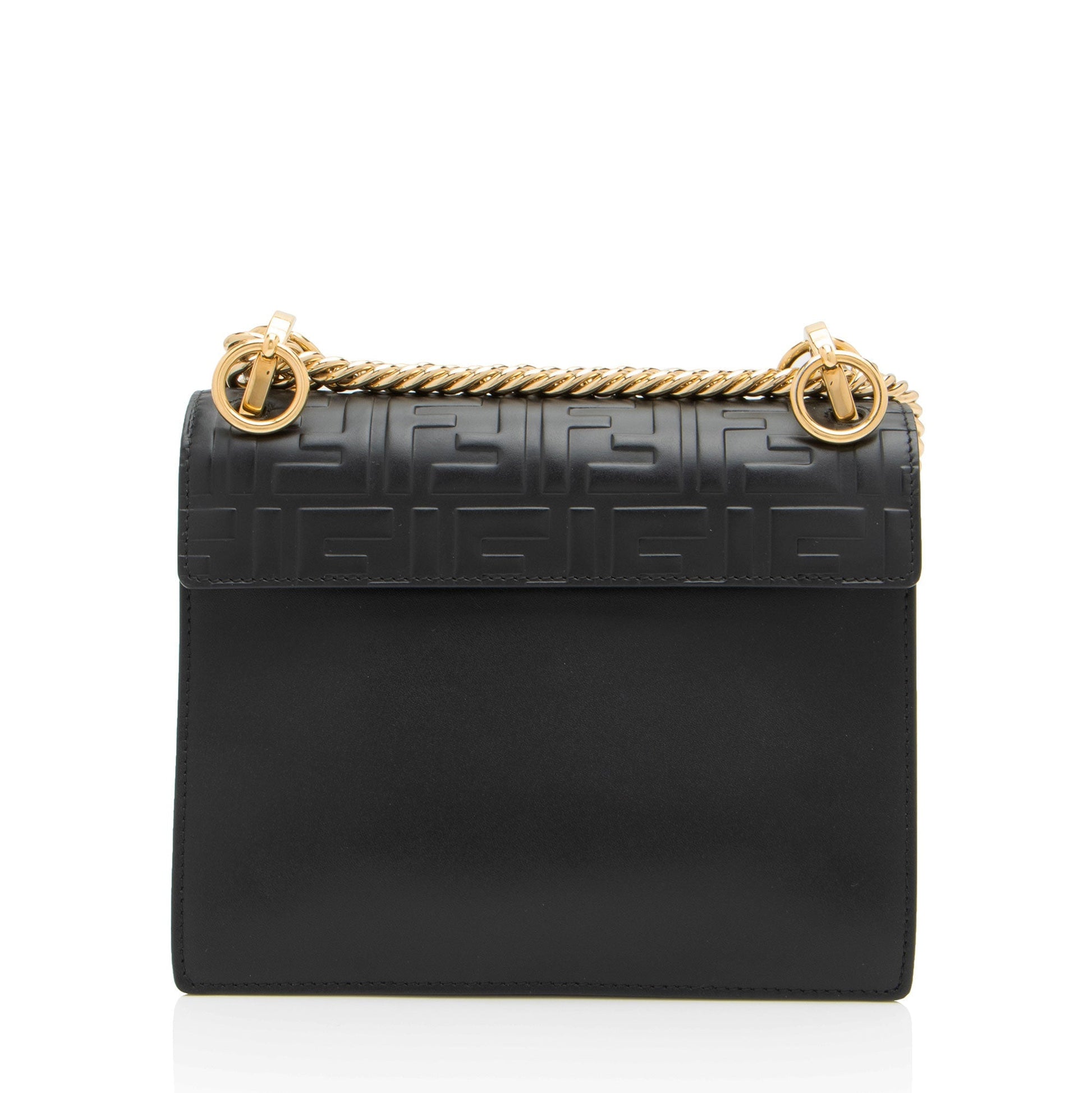 Fendi Ff Calfskin Kan Shoulder Bag Shf Small Embossed