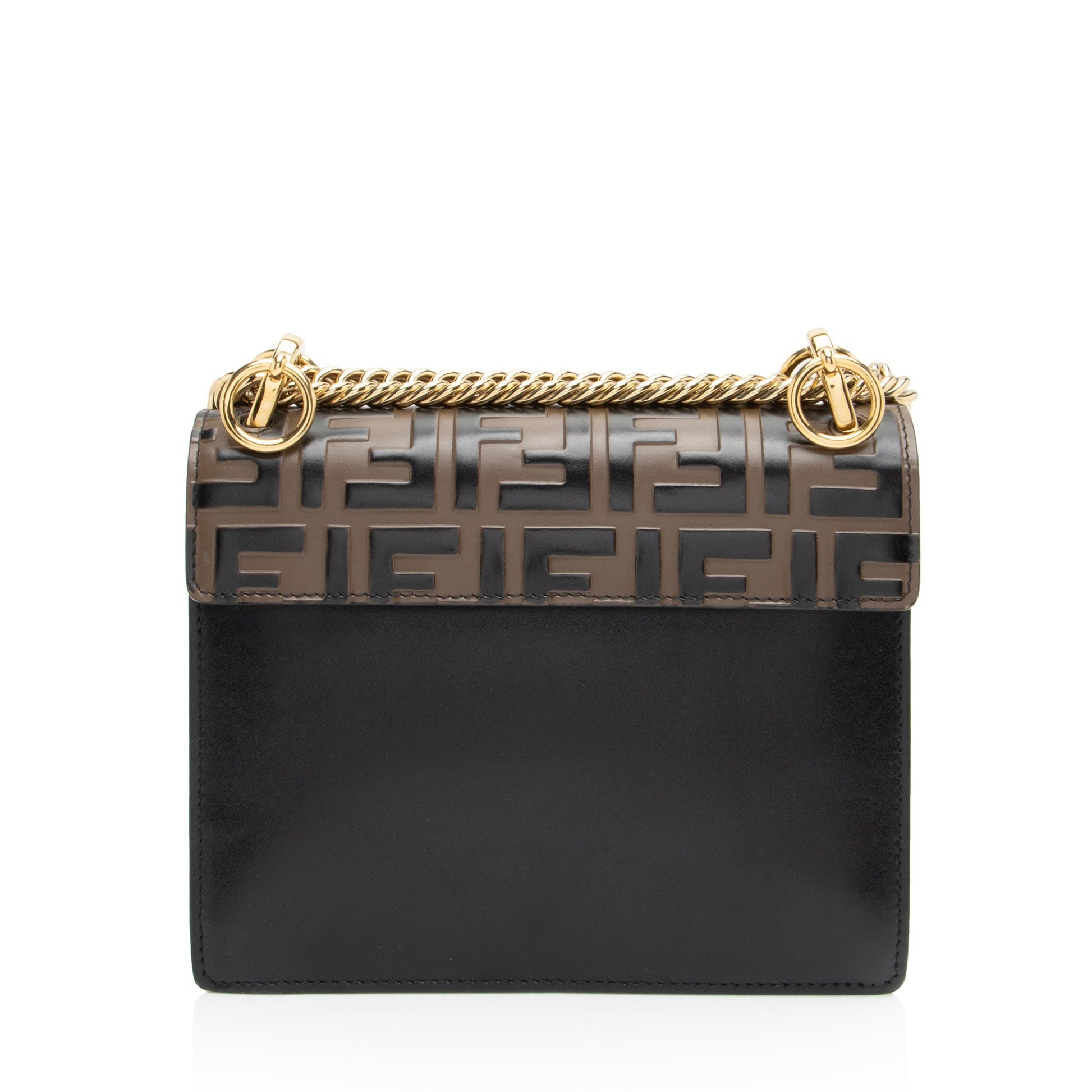 Fendi Ff Calfskin Kan Shoulder Bag Small Embossed