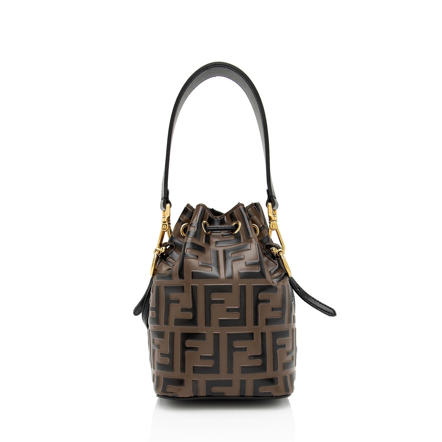Fendi Ff Calfskin Mon Tresor Bag Shf Mo1Hol Mini Embossed Bucket Crossbody Bag