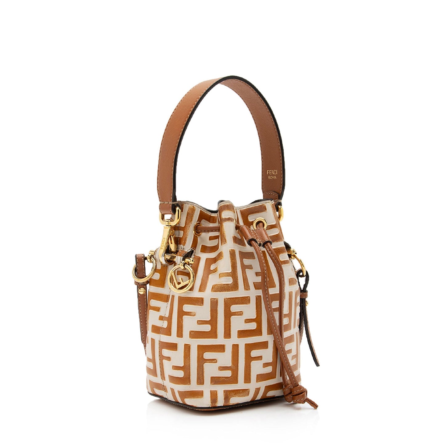 Fendi Ff Calfskin Mon Tresor Bag Shf Uboheg Mini Embossed Bucket Crossbody Bag