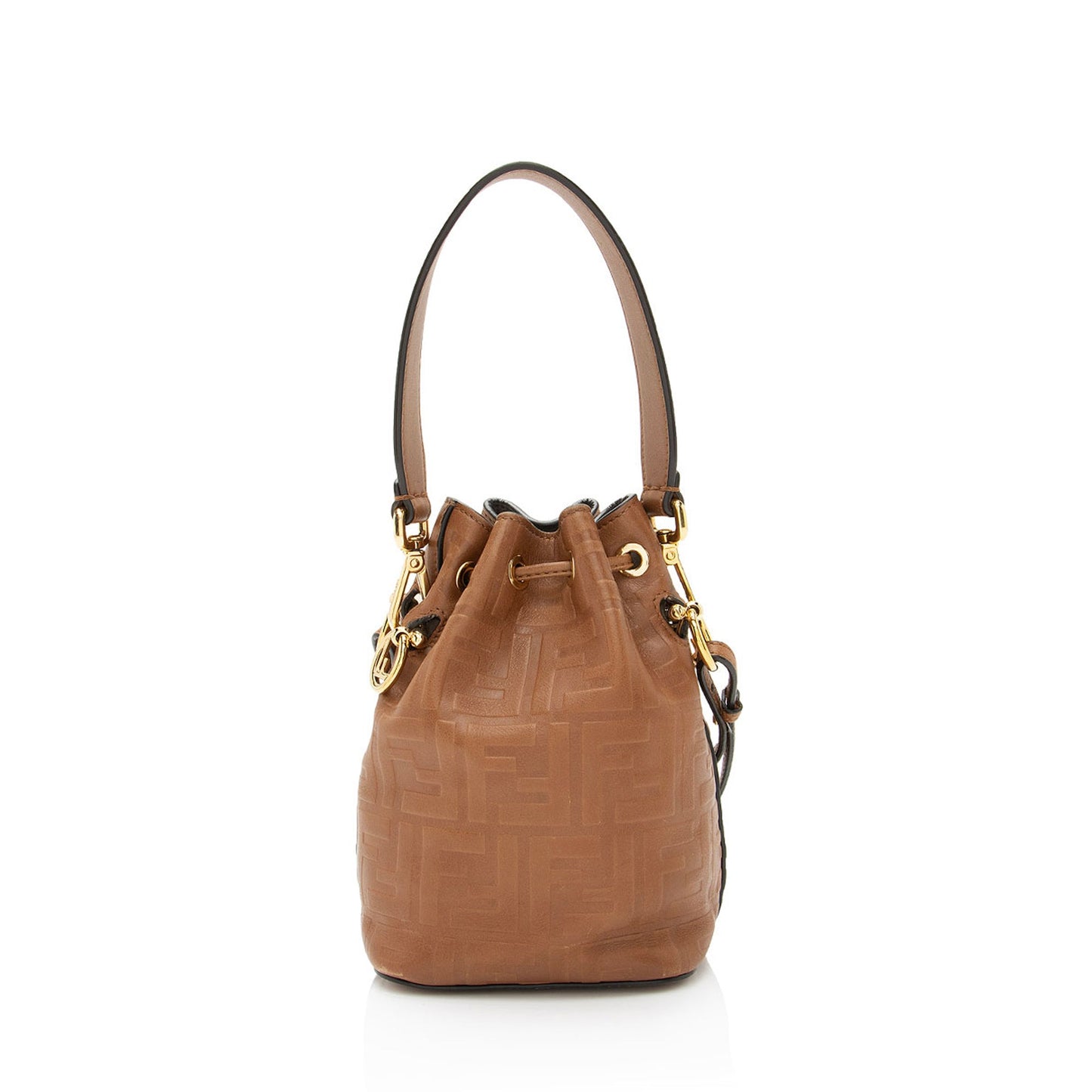 Fendi Ff Calfskin Mon Tresor Bag Shf E3Olct Mini Embossed Bucket Crossbody Bag