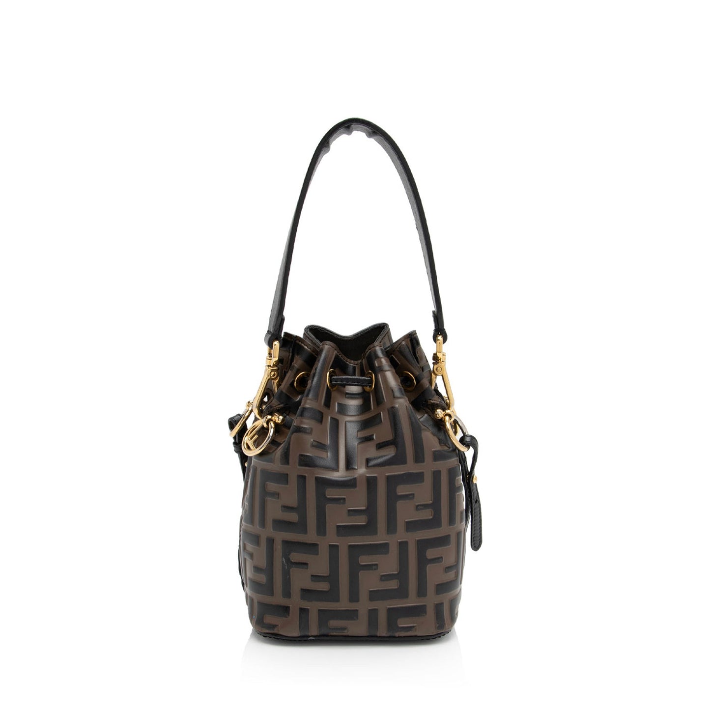 Fendi Ff Calfskin Mon Tresor Bag Shf Ci9Vp1 Mini Embossed Bucket Crossbody Bag