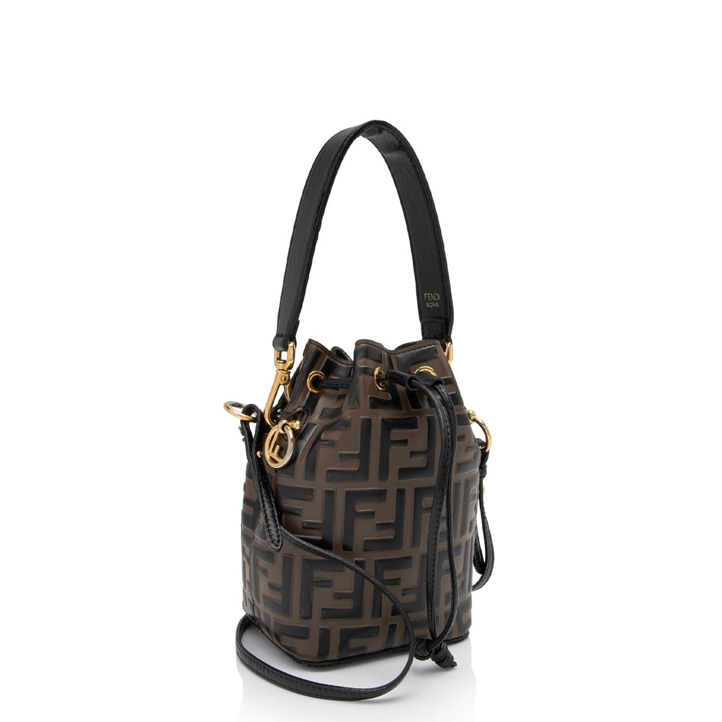 Fendi Ff Calfskin Mon Tresor Bag Shf Ci9Vp1 Mini Embossed Bucket Crossbody Bag