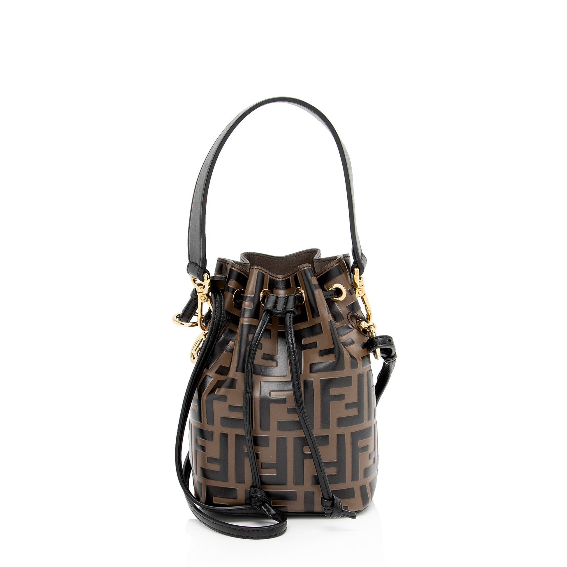Fendi Ff Calfskin Mon Tresor Bag Shf Nzkk6E Mini Embossed Bucket Crossbody Bag