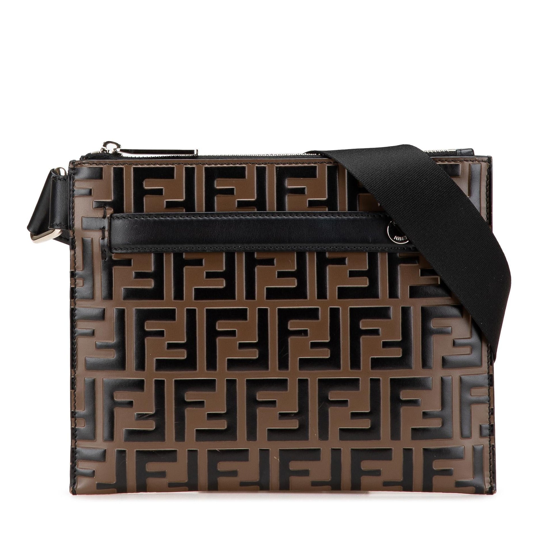 Fendi Ff Crossbody Leather Embossed Crossbody Bag
