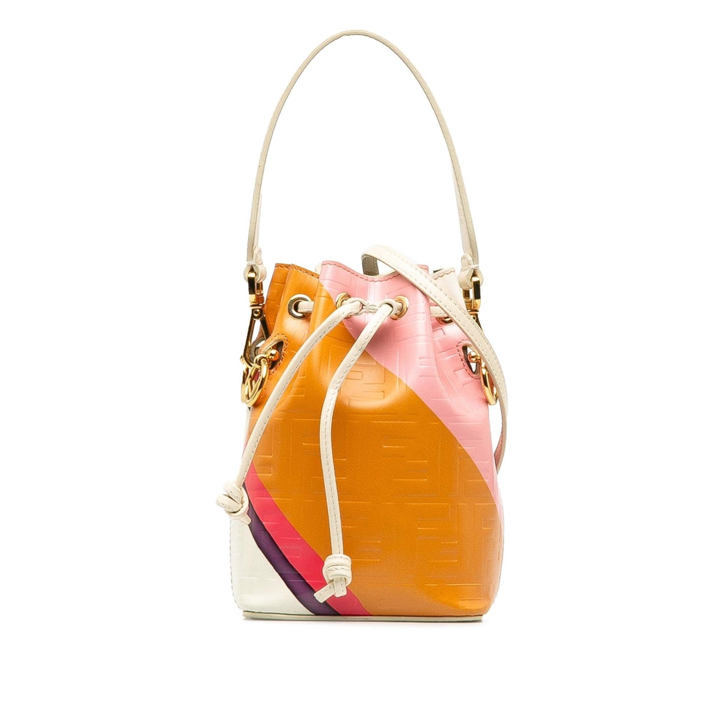 Fendi Ff Striped Mon Tresor Bag Mini Embossed Bucket Shoulder Bag