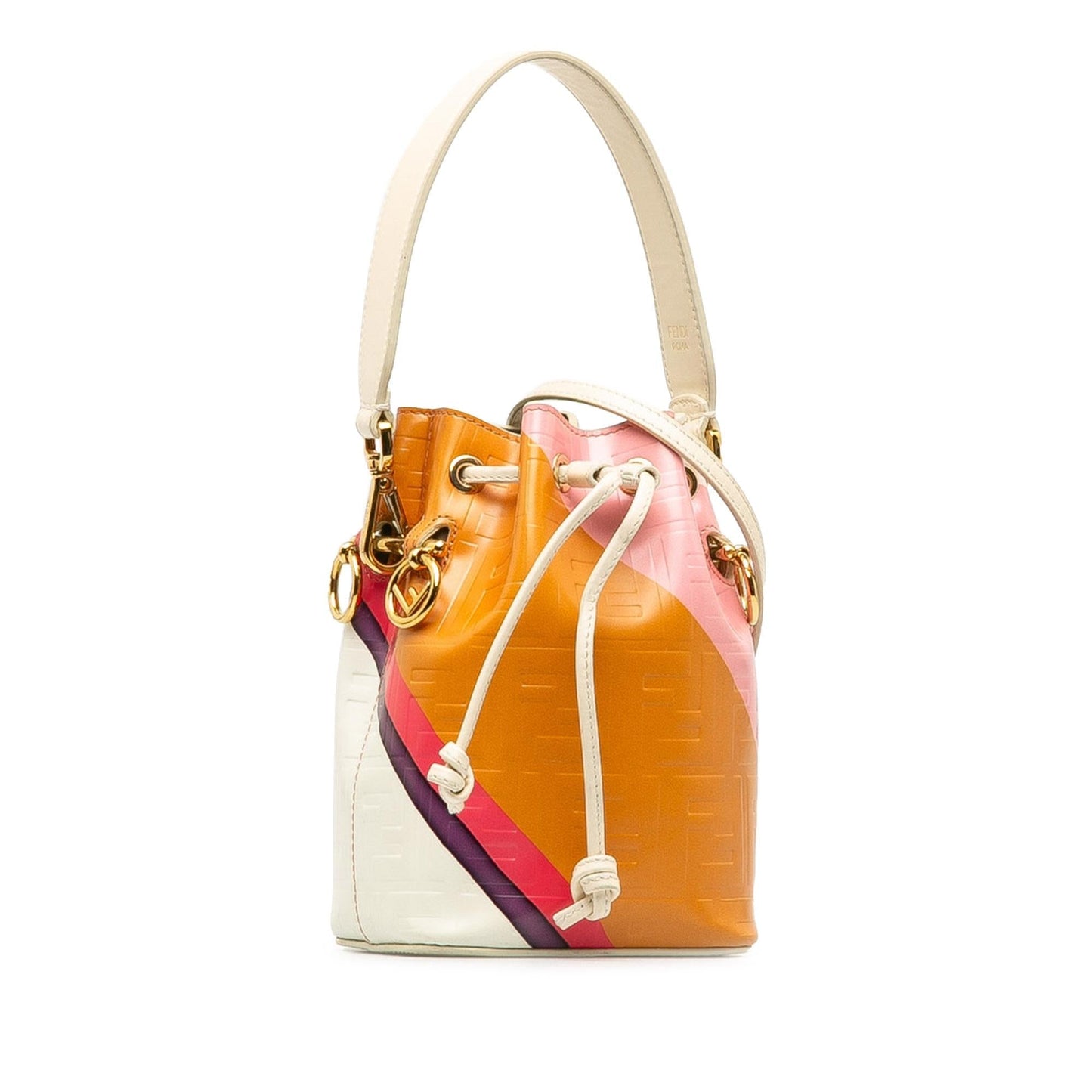 Fendi Ff Striped Mon Tresor Bag Mini Embossed Bucket Shoulder Bag Bag Shg B48Hmi