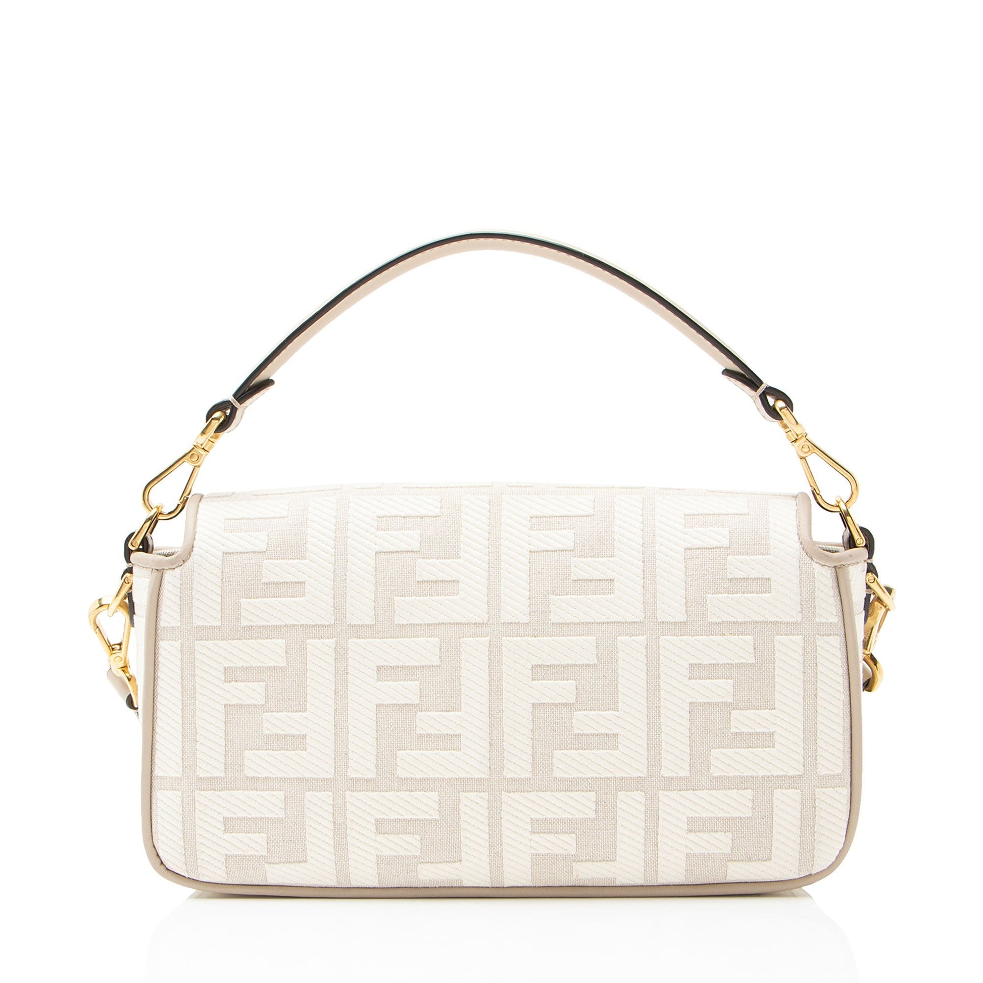 Fendi Ff Baguette Shoulder Bag Canvas Embroidered