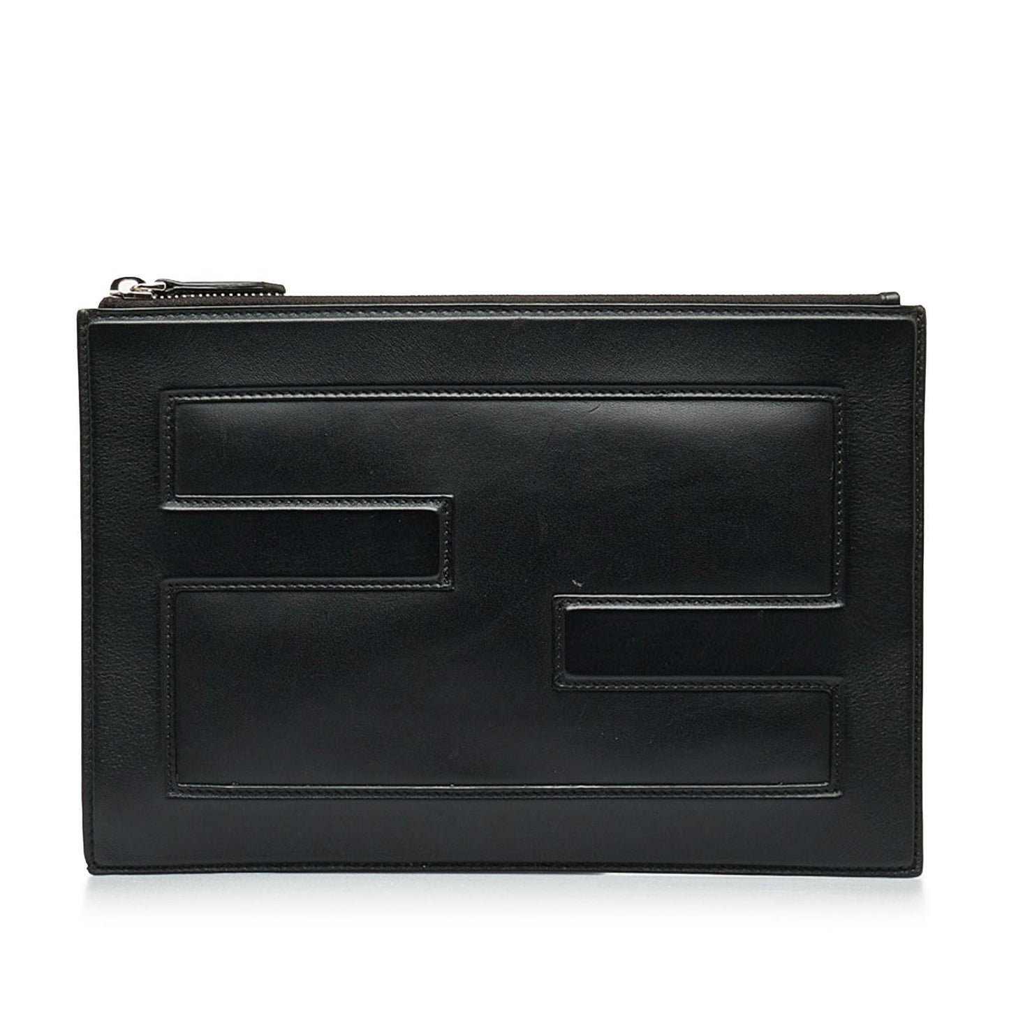 Fendi Ff Clutch Shg Pnk2Mm Leather Zip Clutch Bag