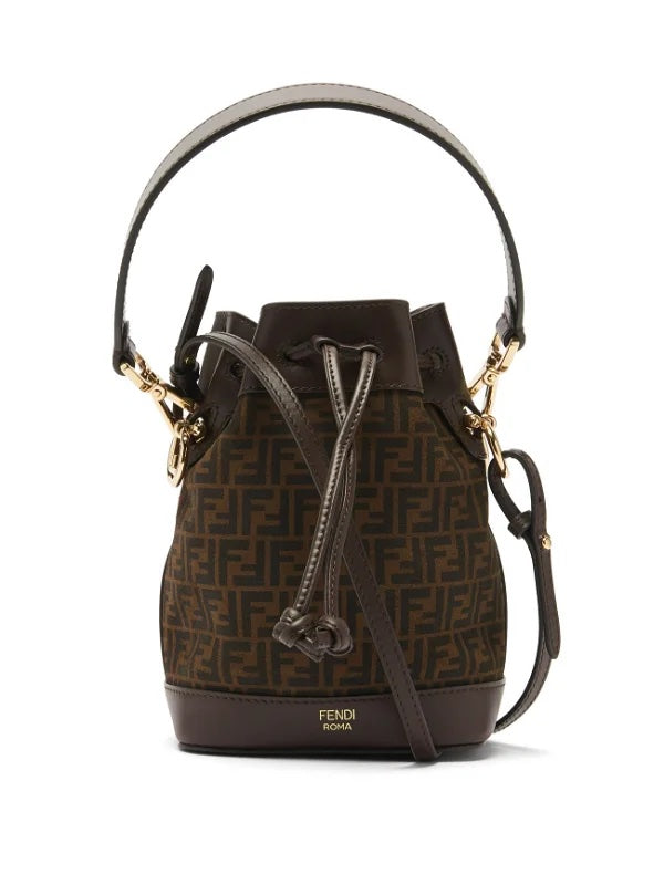 Fendi Ff And Mon Trã Sor Bag Leather Suede Mini Bucket Bag