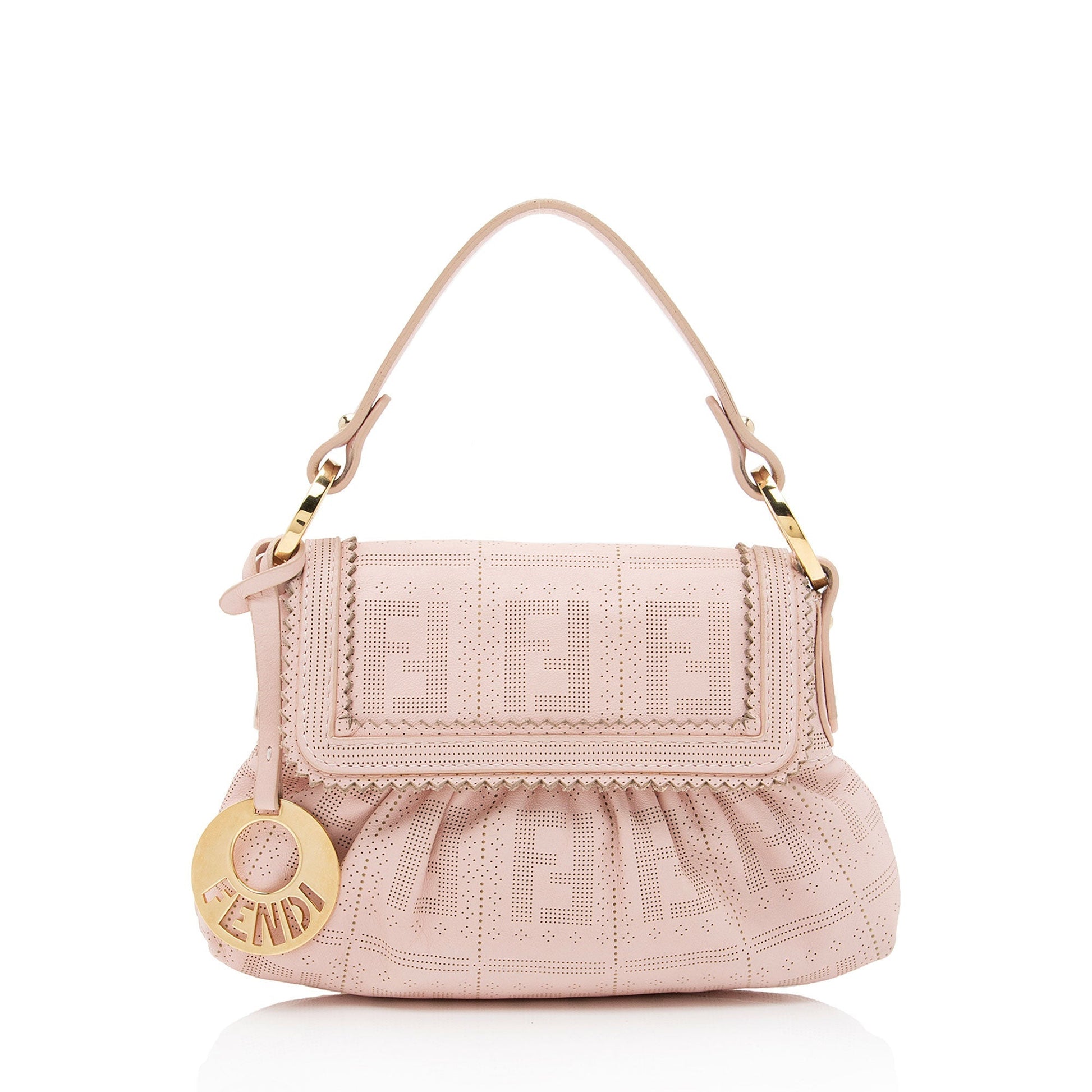 Fendi Ff Perforated Chef Bag Shf Otjscu Leather Mini Flap Clutch Bag