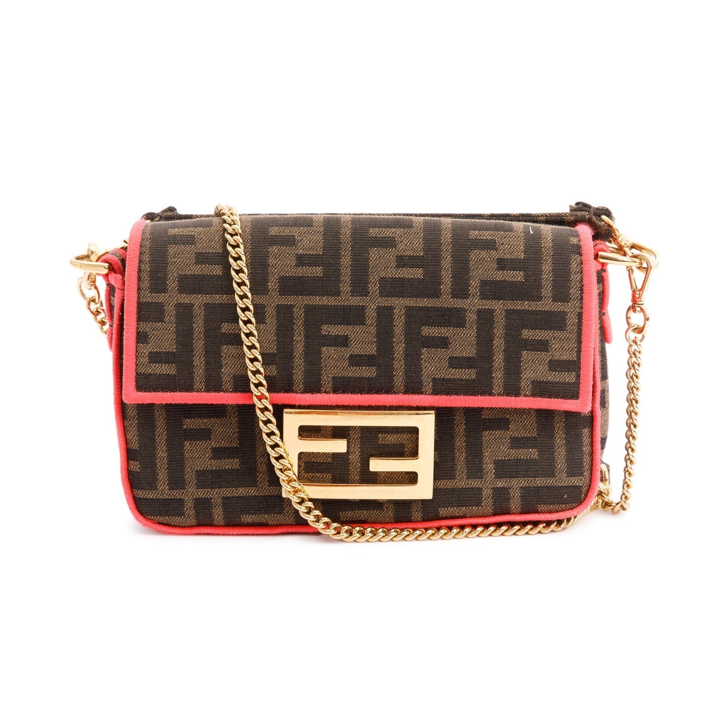 Fendi Ff Zucca Baguette Crossbody Bag Canvas Mini