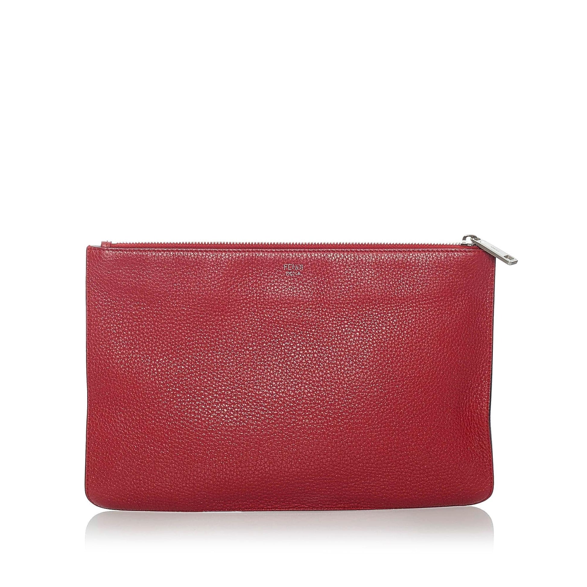 Fendi Face Clutch Bag Shg Leather