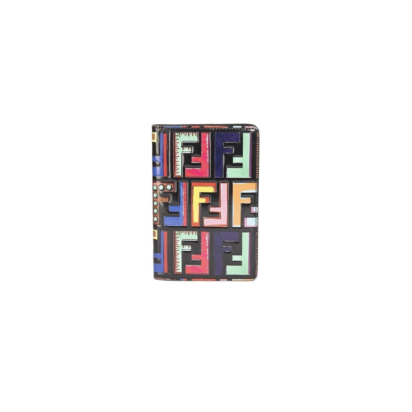 Fendi Fun Fair Multicolour Passport Holder Travel Bag Leather