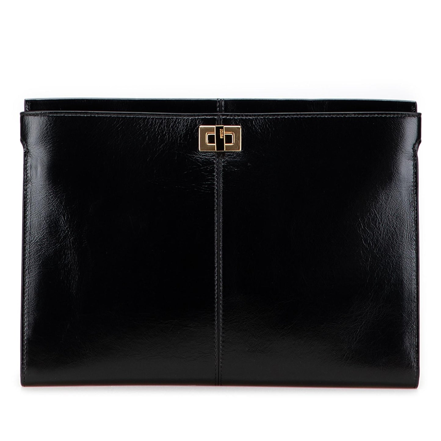 Fendi Glazed Calfskin Slim Peekaboo Turn Lock Clutch Clutch Bag