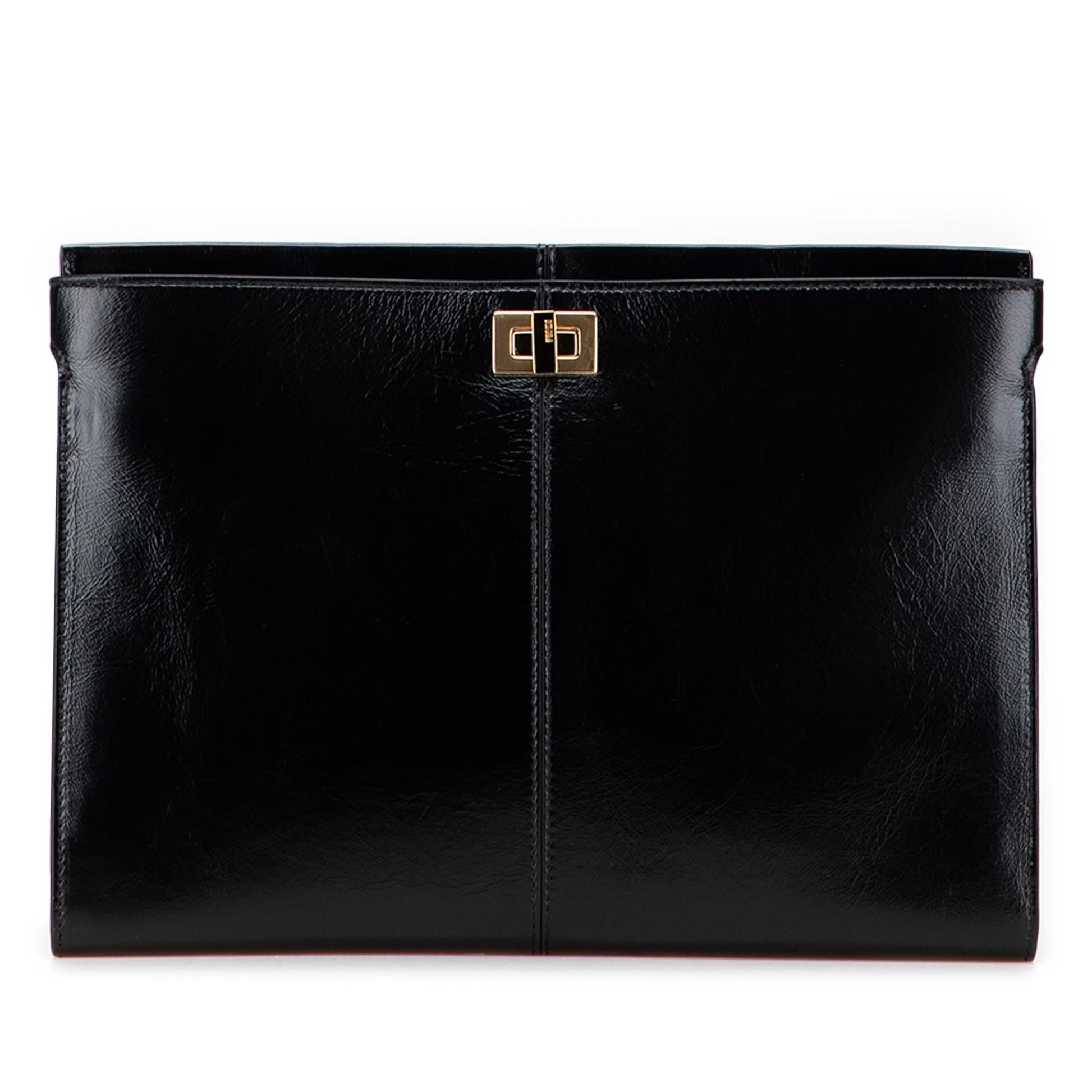 Fendi Glazed Calfskin Slim Peekaboo Turn Lock Clutch Clutch Bag