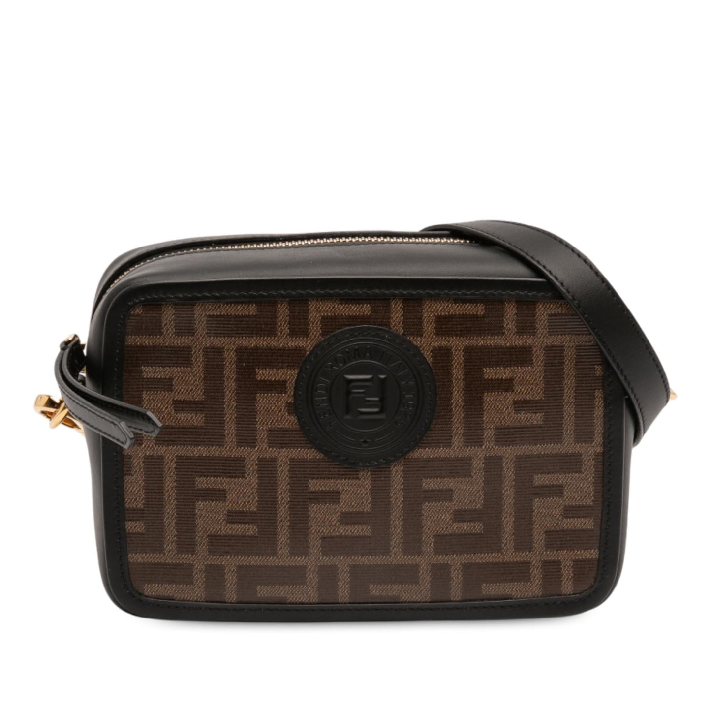 Fendi Glazed Fabric Century Ff Camera Bag Vitello Crossbody Bag