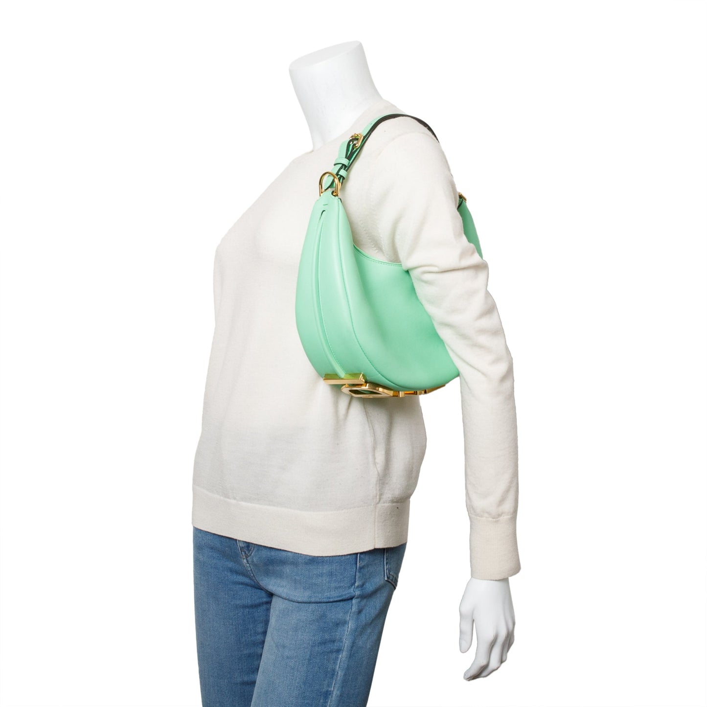 Fendi Calf graphy Bag Leather Green Travel Bag