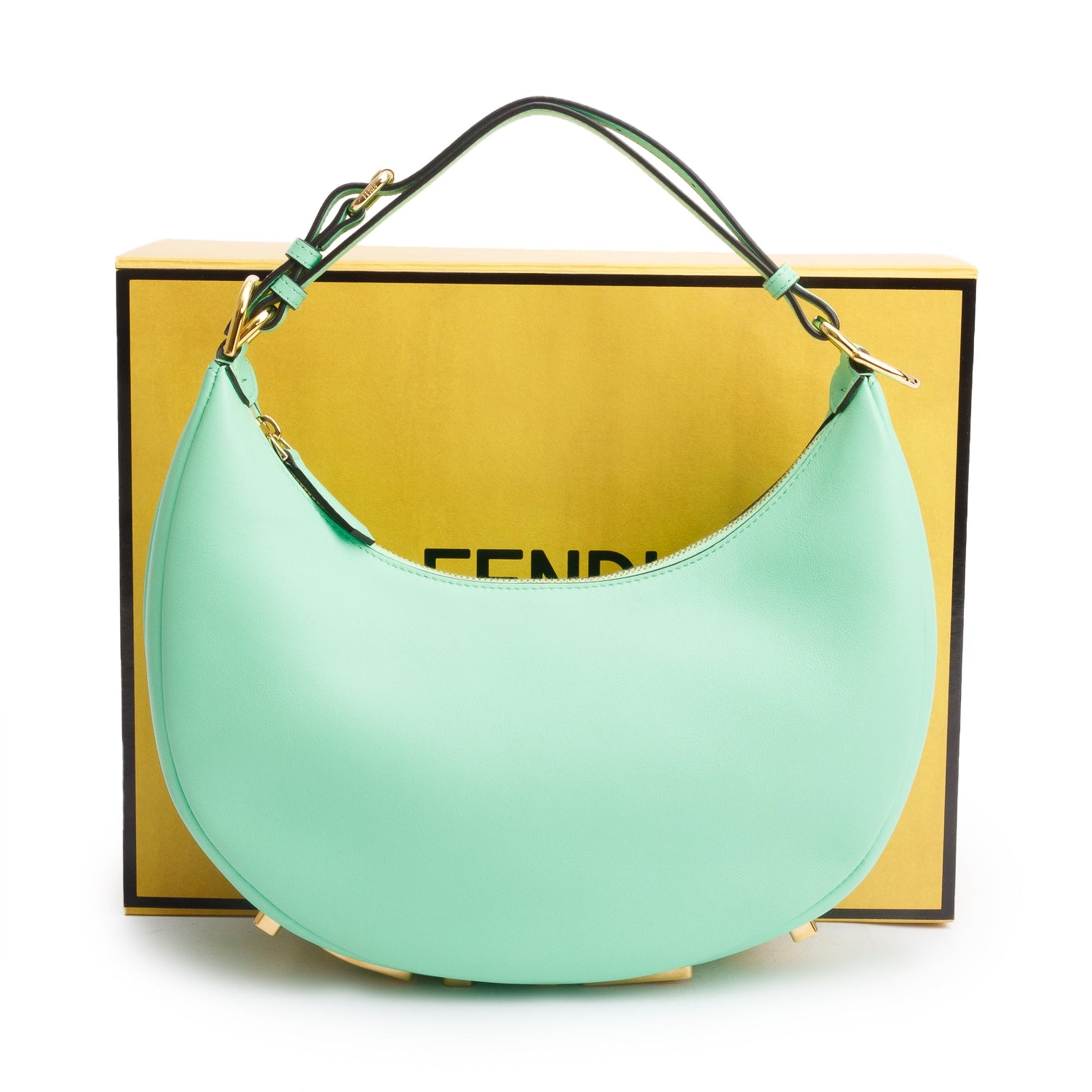 Fendi Calf graphy Bag Leather Green Travel Bag