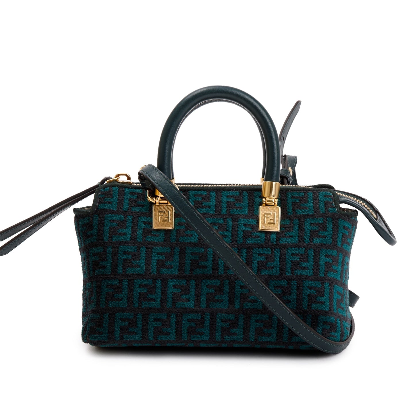 Fendi Ff Motif Tapestry Fabric By The Way Green Mini Travel Bag