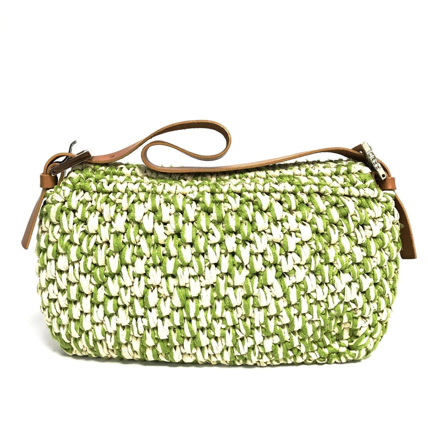 Fendi Straw Baguette Bag Green Travel Bag