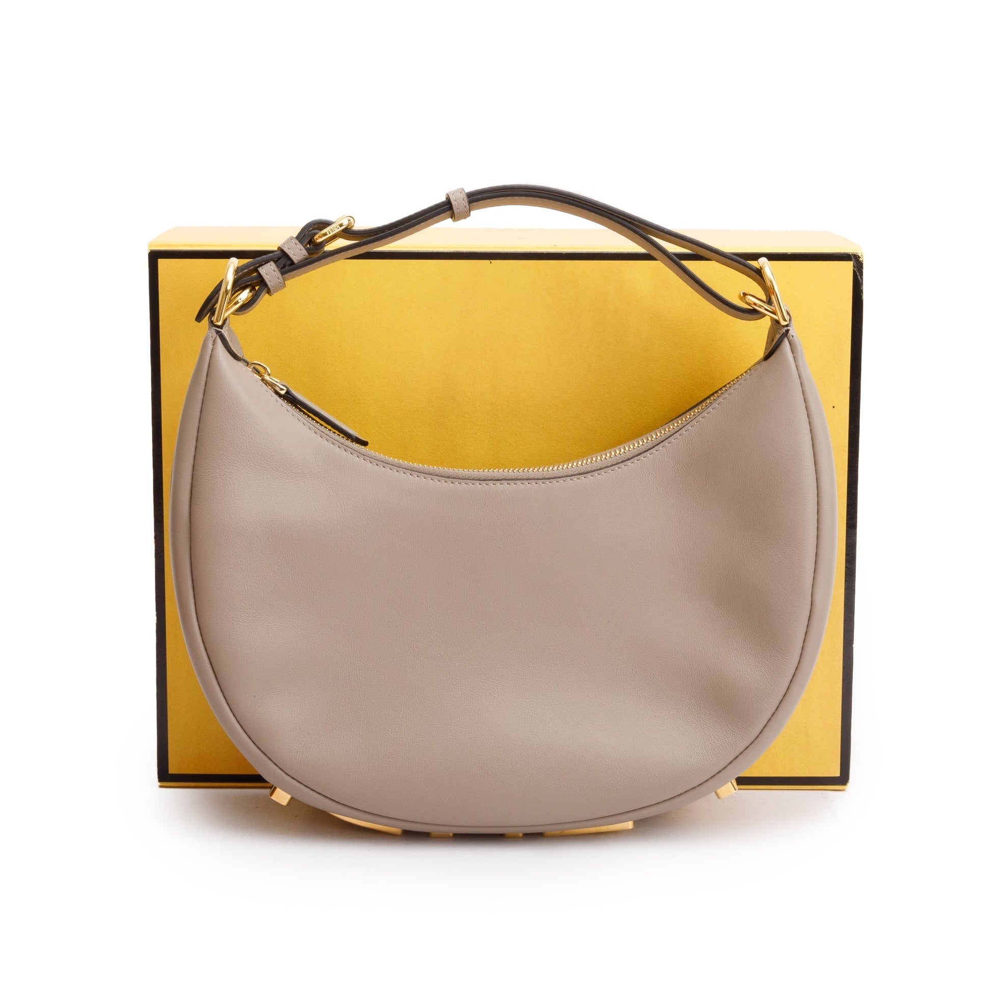 Fendi Grey Calf graphy Bag Leather Small Travel Bag