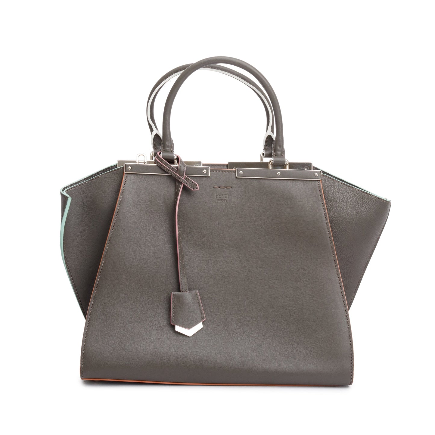 Fendi Grey Vitello Elite 3Jours Tote Leather Medium Tote Bag