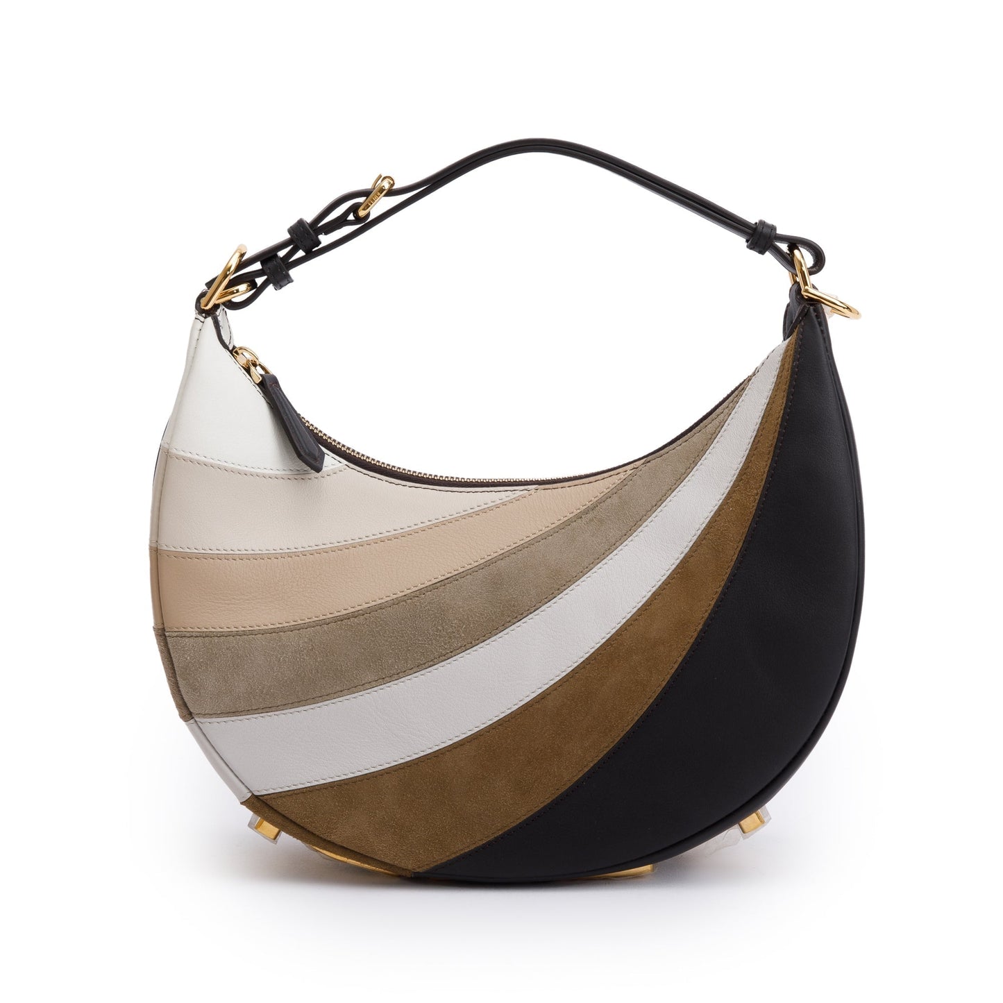 Fendi Grigio Multicolor Ebano Vitello Seta Goatskin Rainbow Suede Small Travel Bag
