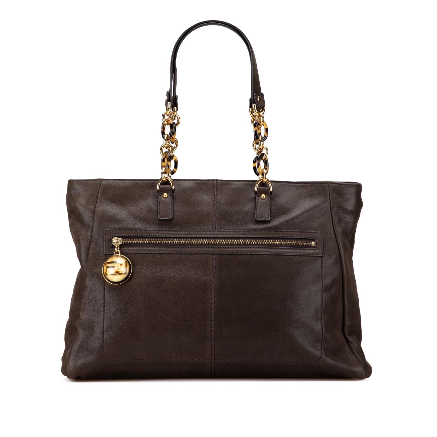 Fendi Iridescent Tote Leather Chain Tote Bag