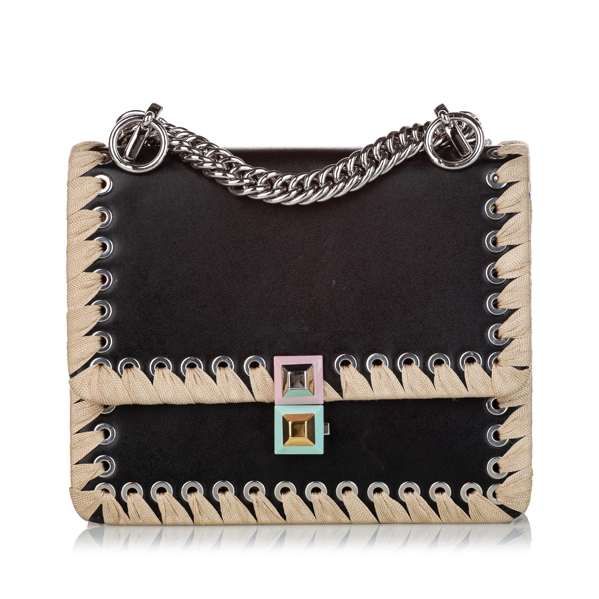 Fendi Kan Lace Up Crossbody Bag Shg Leather