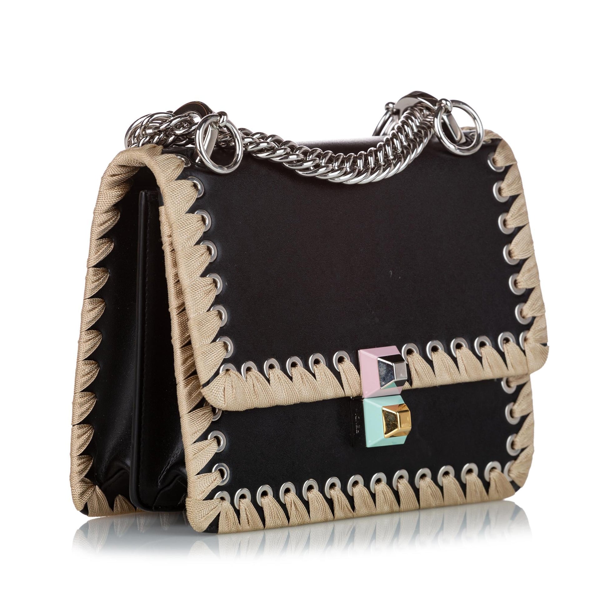 Fendi Kan Lace Up Crossbody Bag Shg Leather