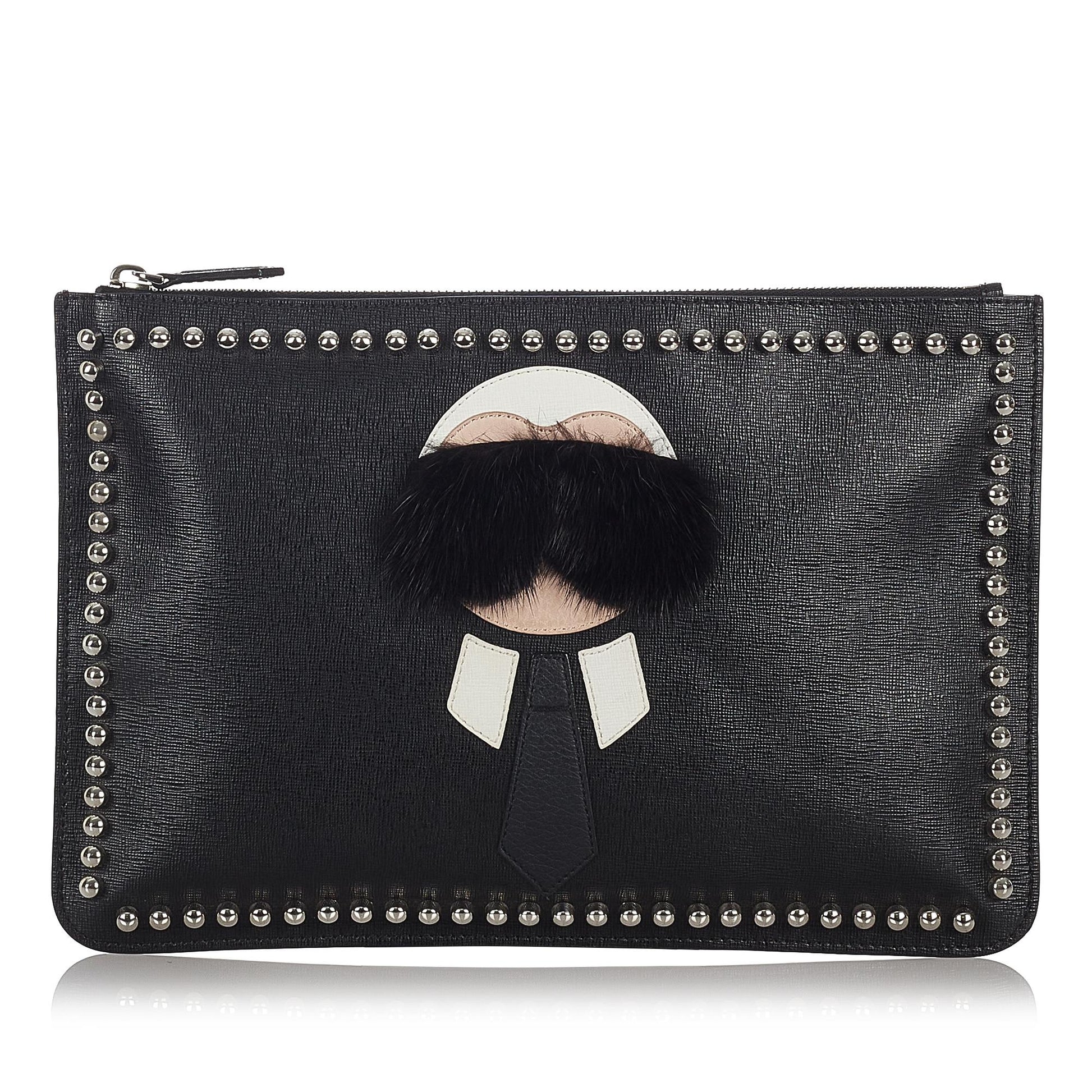 Fendi Karlito Clutch Bag Shg Leather