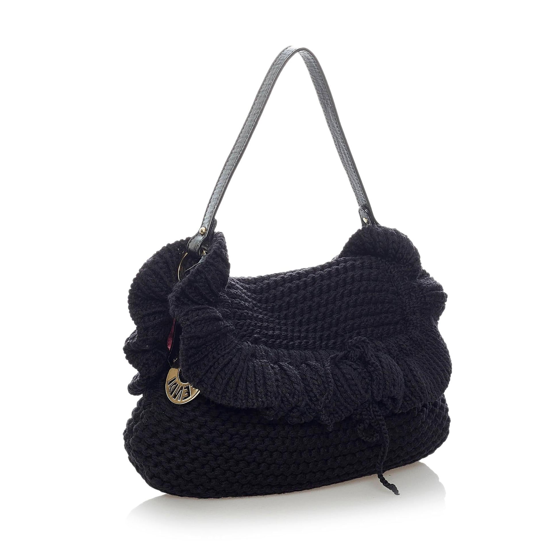 Fendi Knitted Chef Baguette Shg Handbag Shoulder Bag