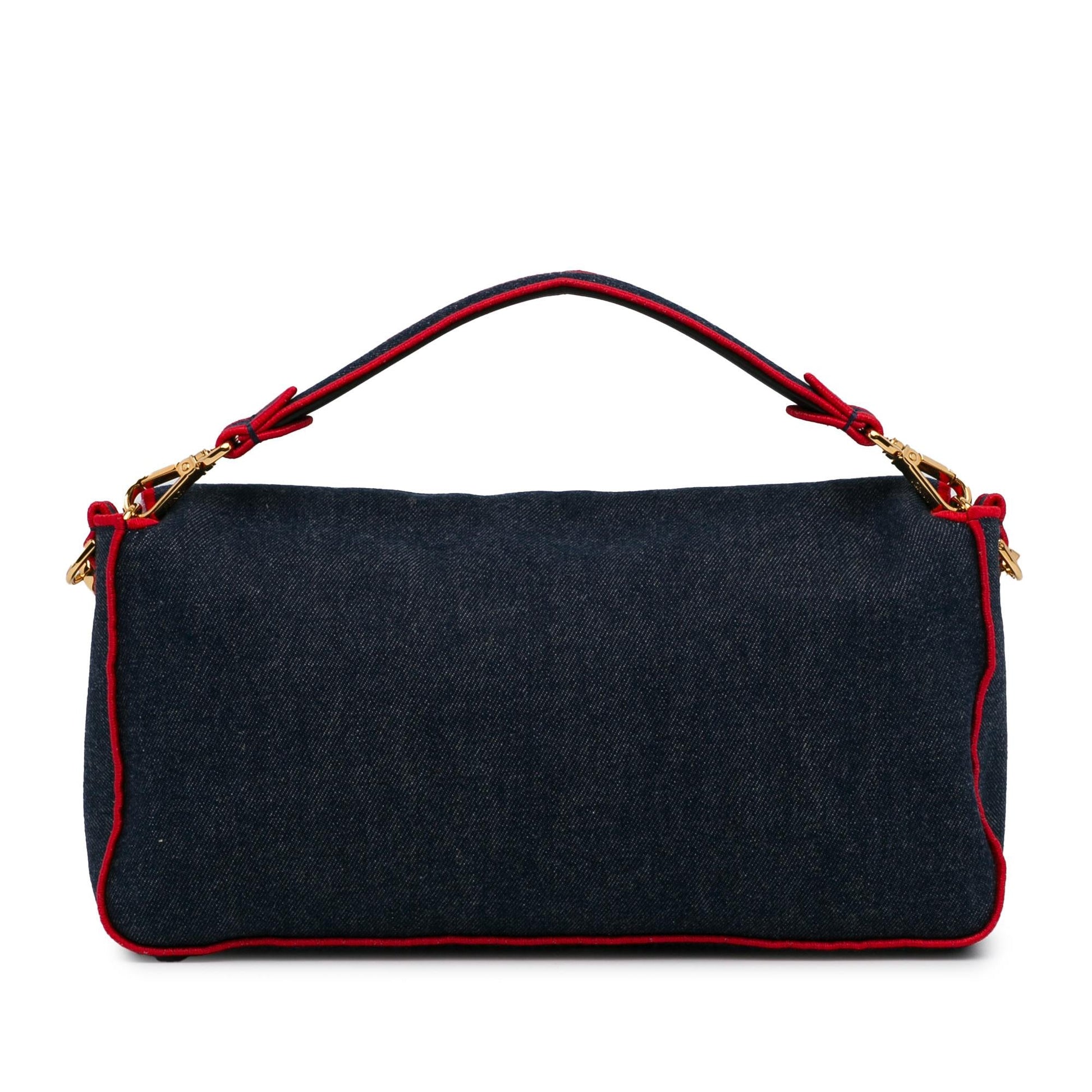 Fendi Baguette Satchel Shg Oouzqa Denim Large Satchel Bag