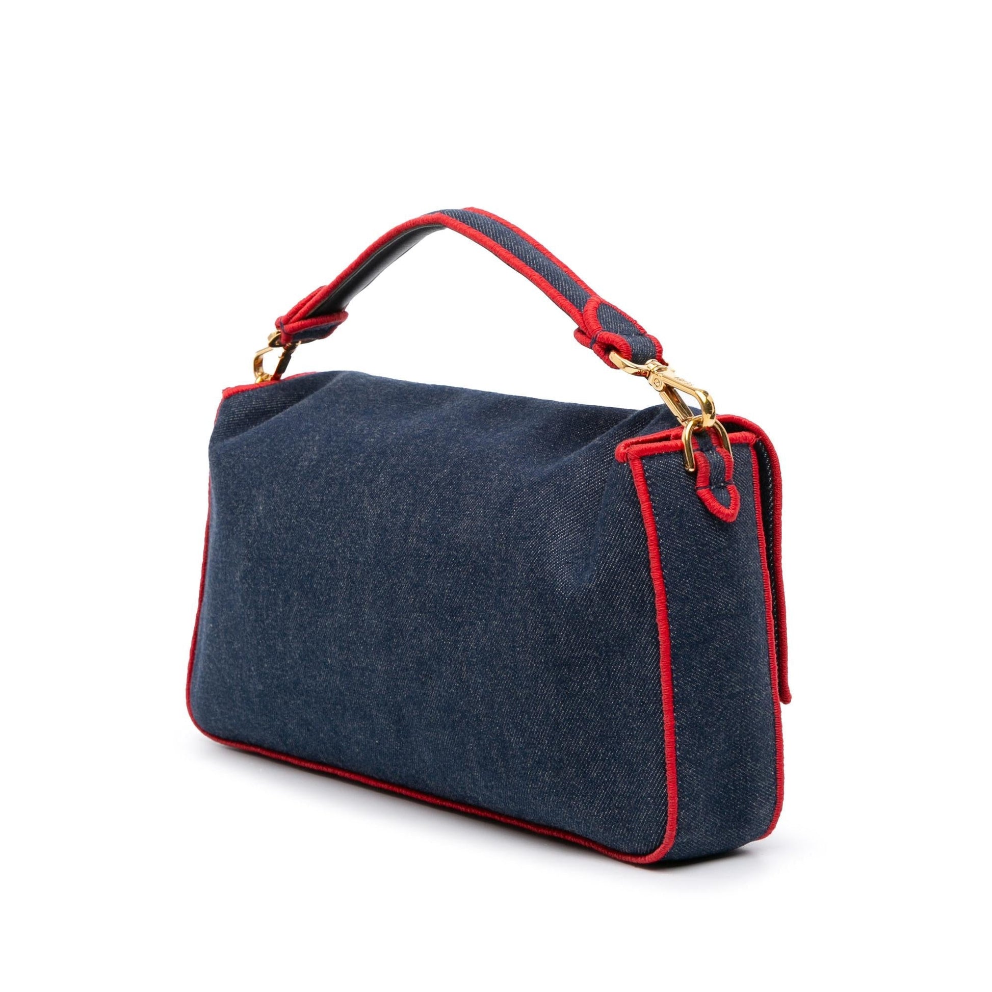 Fendi Baguette Satchel Denim Large Satchel Bag Denim Baguette Satchel