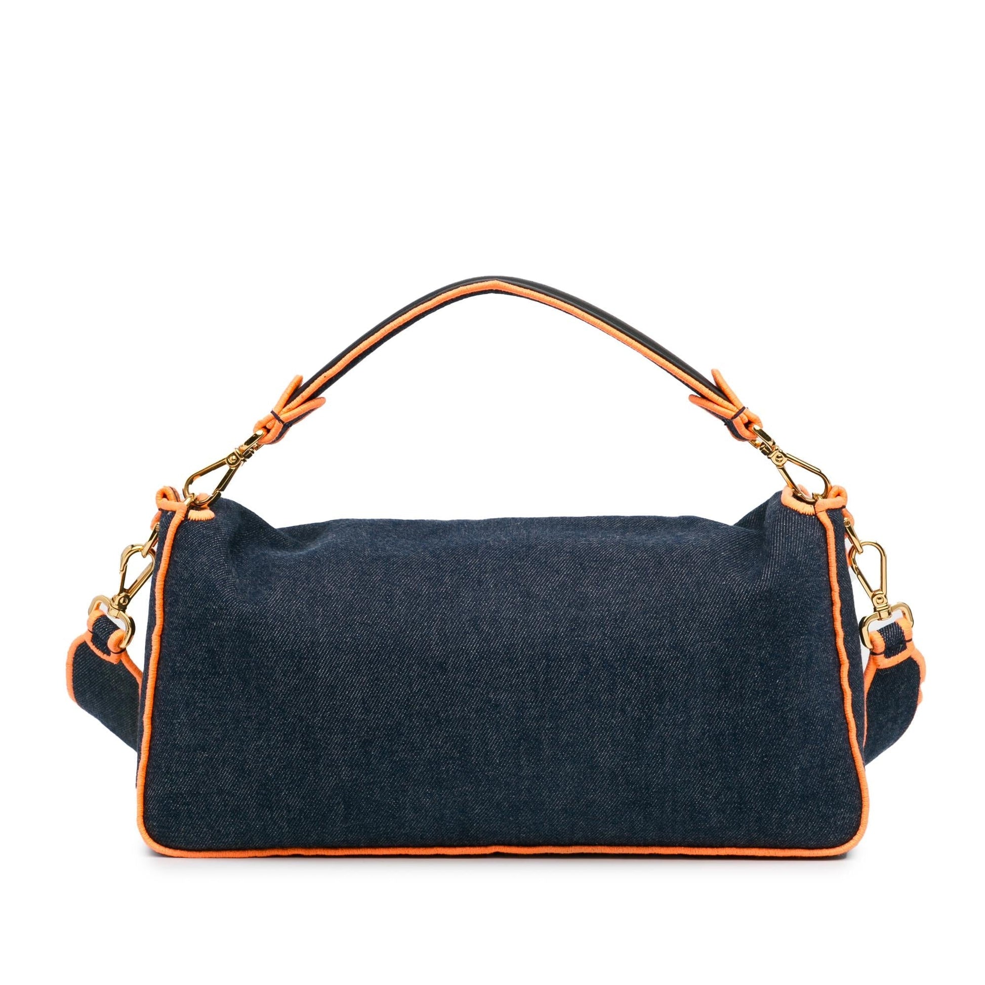 Fendi Baguette Satchel Denim Large Satchel Bag