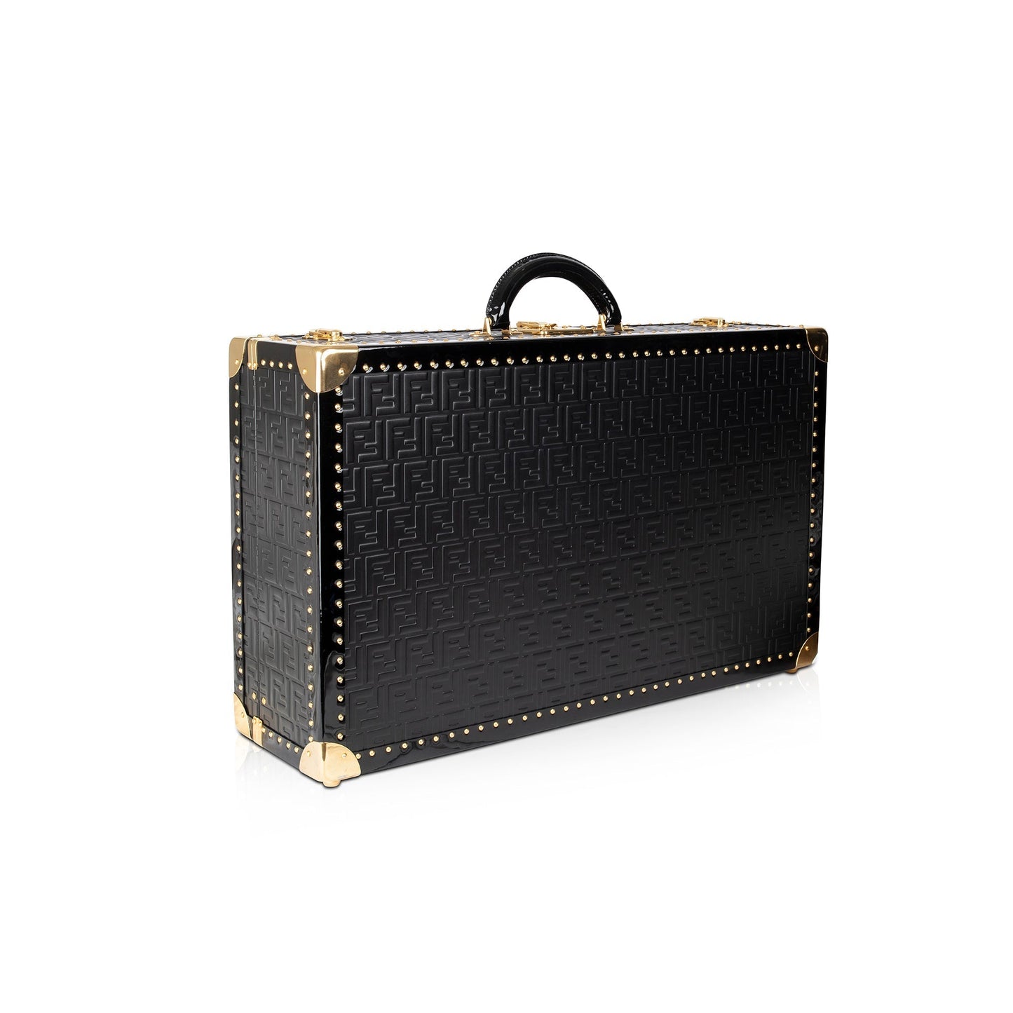 Fendi Ff Embossed Rigid Suitcase Travel Bag Leather Large