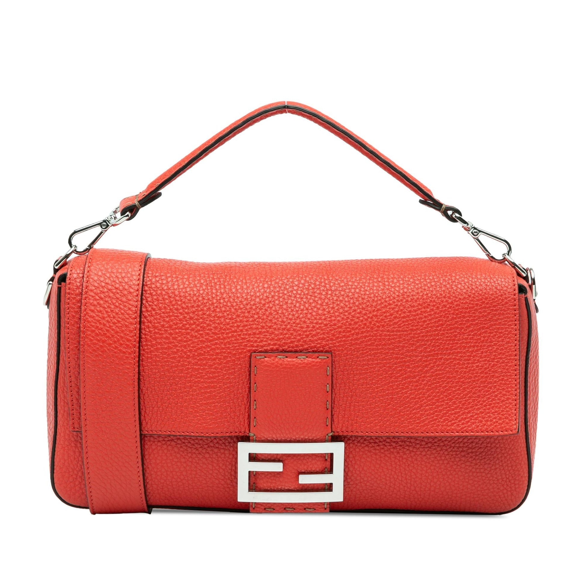 Fendi Selleria Baguette Satchel Leather Large Satchel Bag