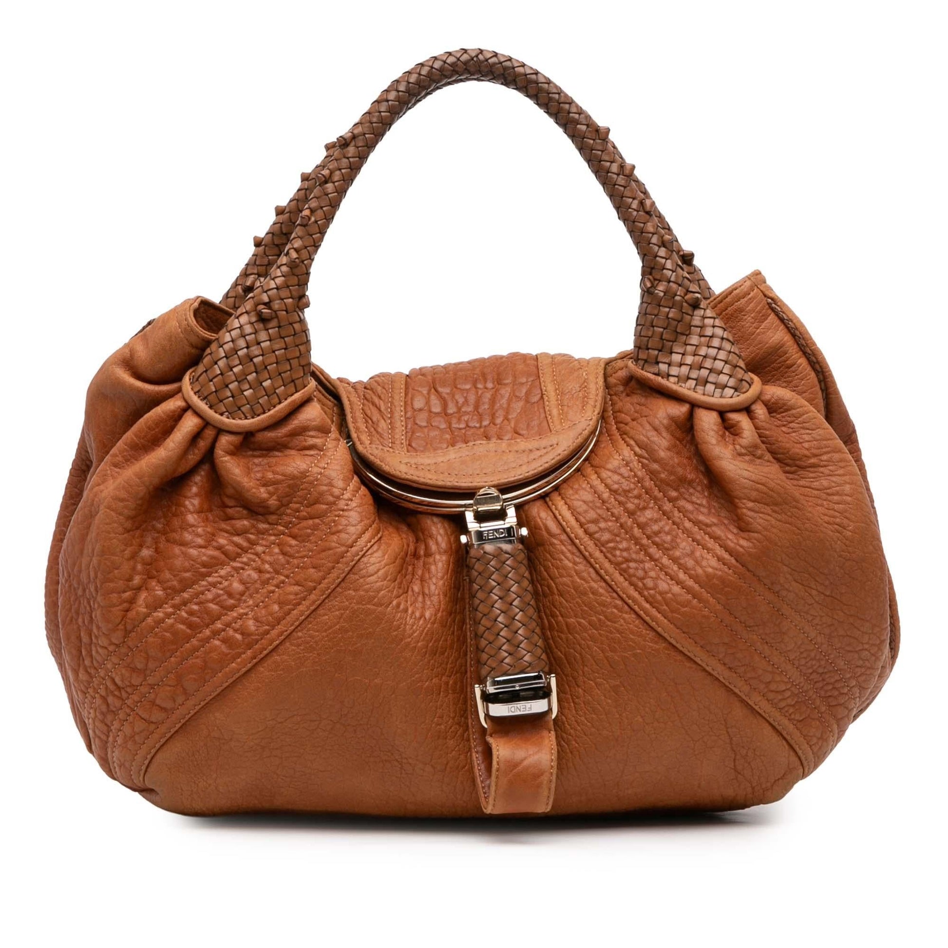 Fendi Spy Handbag Leather Large Satchel Bag