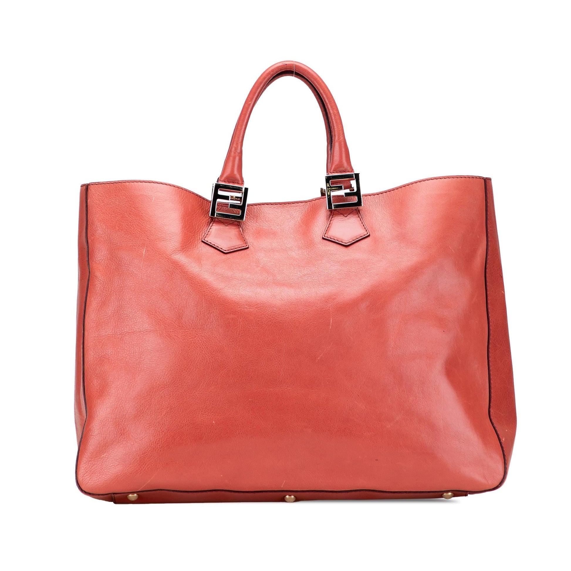 Fendi Twins Tote Leather Large Tote Bag
