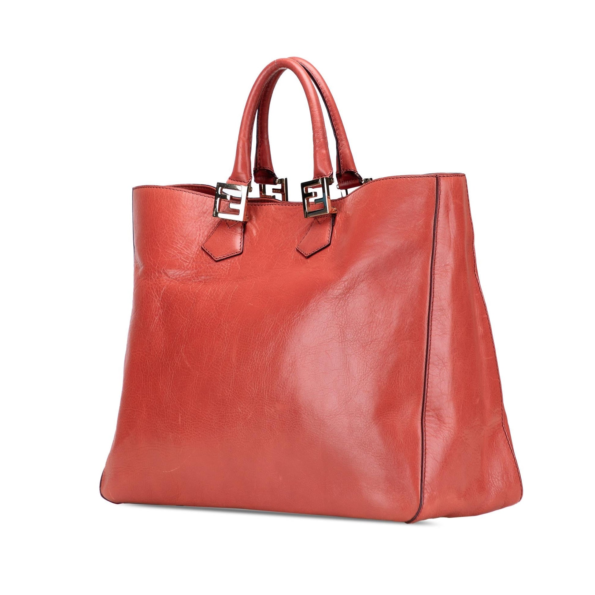 Fendi Twins Tote Leather Large Tote Bag