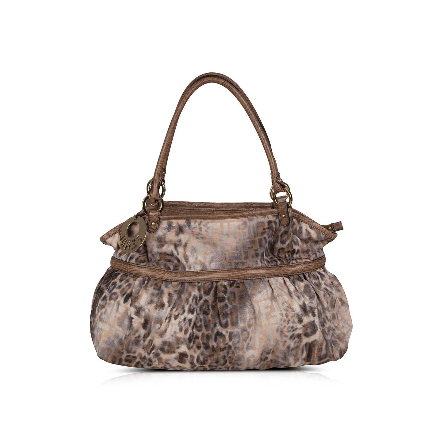 Fendi Lizard Trimmed Zucca Chef Tote Large Tote Bag